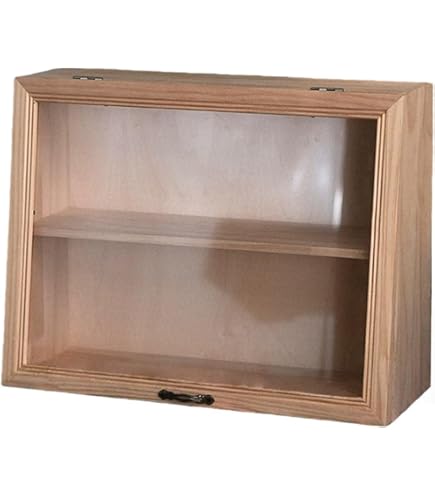 Amazon.co.jp: 木製 コレクションケース 卓上 小型 W30×D11×H22cm フ